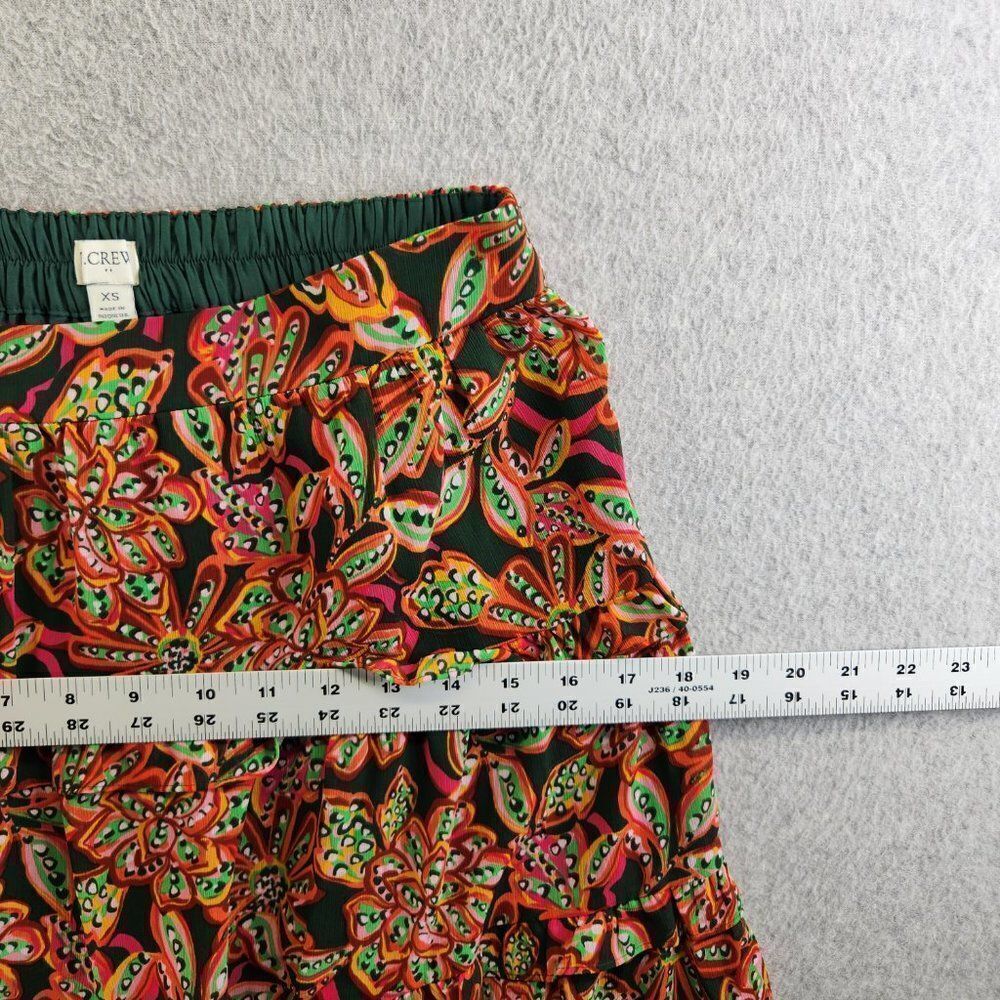 J Crew Skirt Womens Extra Small Floral Tiered Ruffle Lined Knee Length Chiffon - Picture 8 of 14